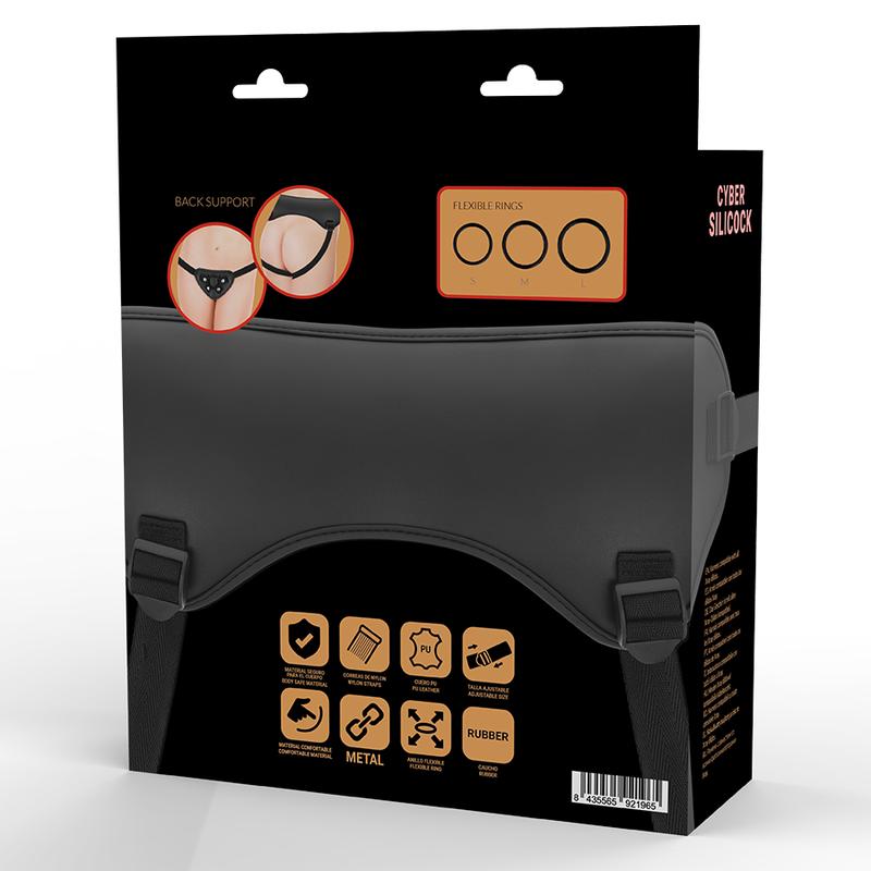 CYBER SILICOCK - STRAP-ON HARNESS WITH 3 RINGS FREE — zdjęcie 3