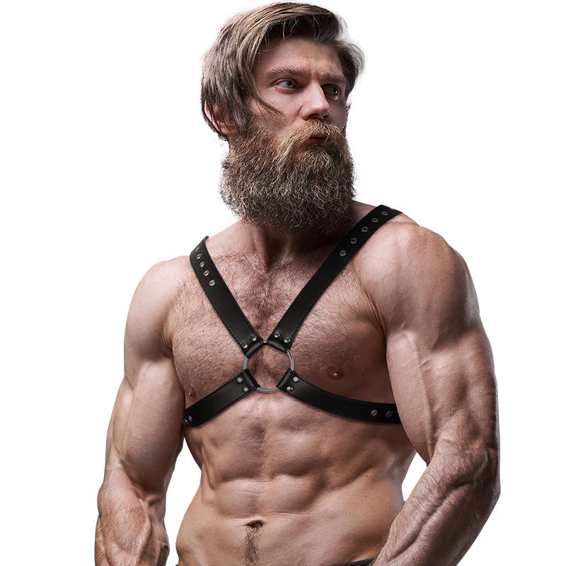 FETISH SUBMISSIVE ATTITUDE - MENS CROSS CHEST ECO-LEATHER HARNESS — zdjęcie 3