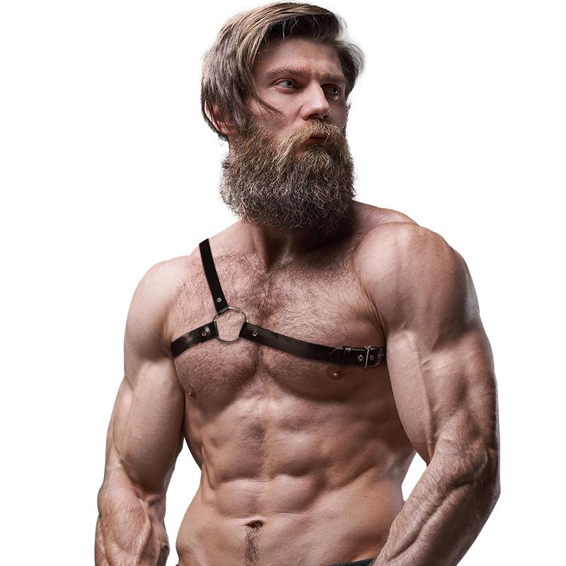 FETISH SUBMISSIVE - ATTITUDE MENS CROSSED SHOULDER ECO LEATHER HARNESS — zdjęcie 3