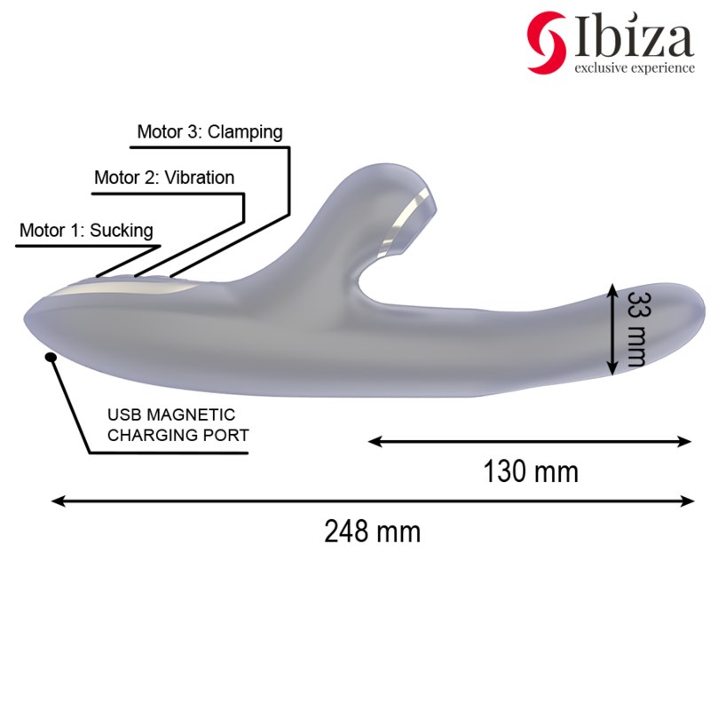 IBIZA - DOUBLE VIBRATOR CLAMPING BLACK — zdjęcie 3