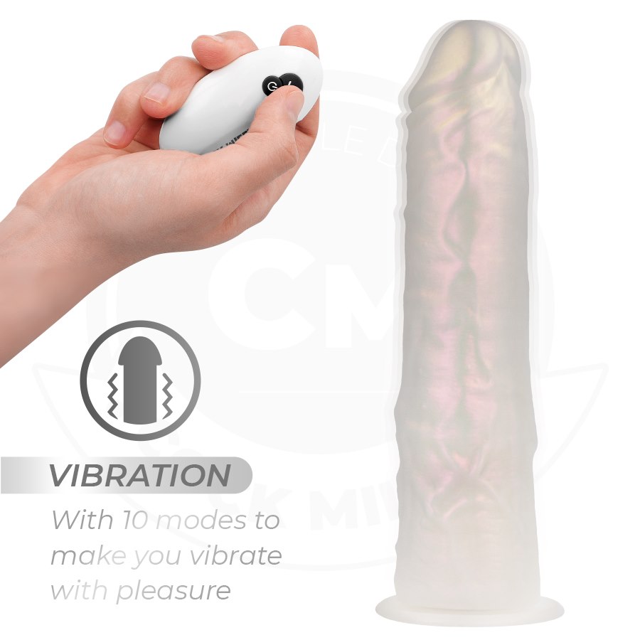 COCK MILLER - DILDO WITH SUCTION CUP, LIGHTS AND VIBRATION WITH REMOTE CONTROL WHITE 21.5 CM — zdjęcie 3