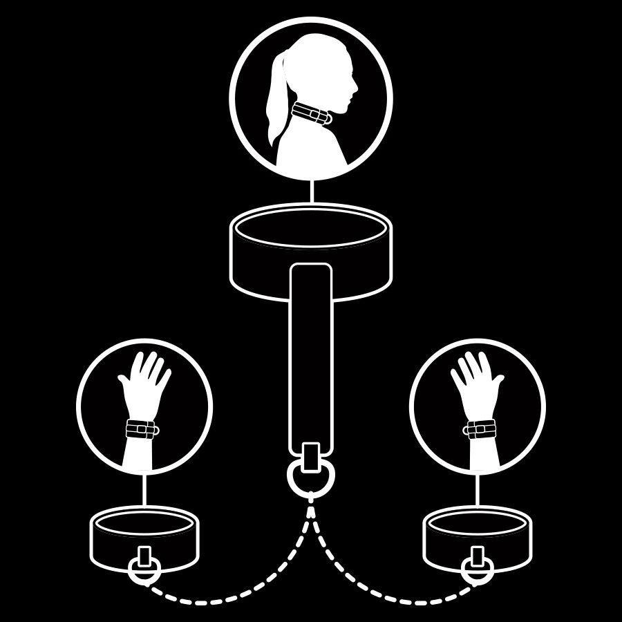 FETISH SUBMISSIVE - VEGAN LEATHER NECKLACE AND HANDCUFFS WITH NOPRENE LINING — zdjęcie 4