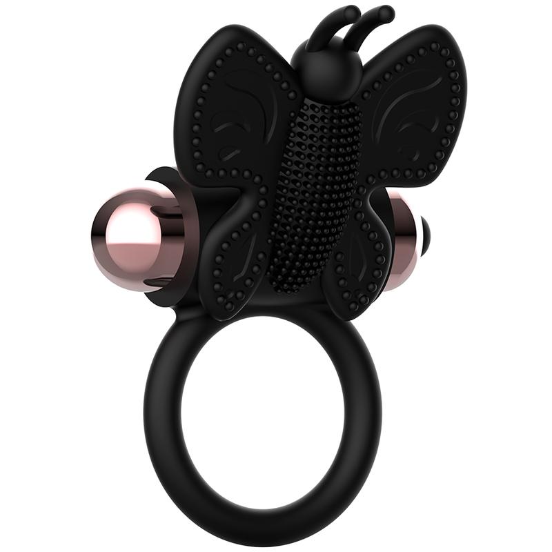 COQUETTE CHIC DESIRE - COCK RING BUTTERFLY WITH VIBRATOR BLACK/ GOLD — zdjęcie 4