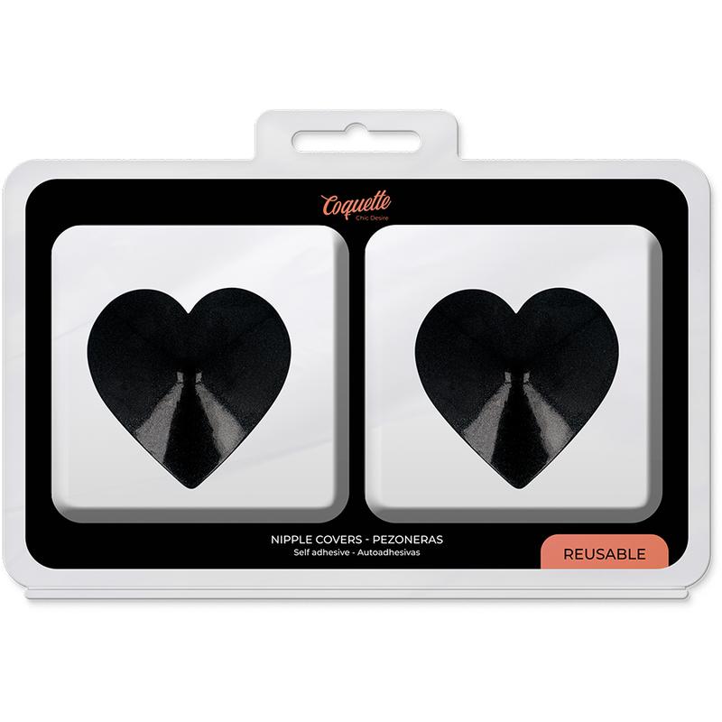 COQUETTE CHIC DESIRE - NIPPLE COVERS BLACK HEARTS — zdjęcie 4