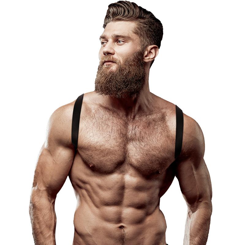 FETISH SUBMISSIVE ATTITUDE - MENS ECO-LEATHER BACK HARNESS — zdjęcie 4