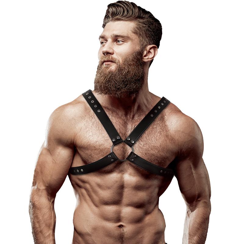 FETISH SUBMISSIVE ATTITUDE - MENS CROSS CHEST ECO-LEATHER HARNESS — zdjęcie 4