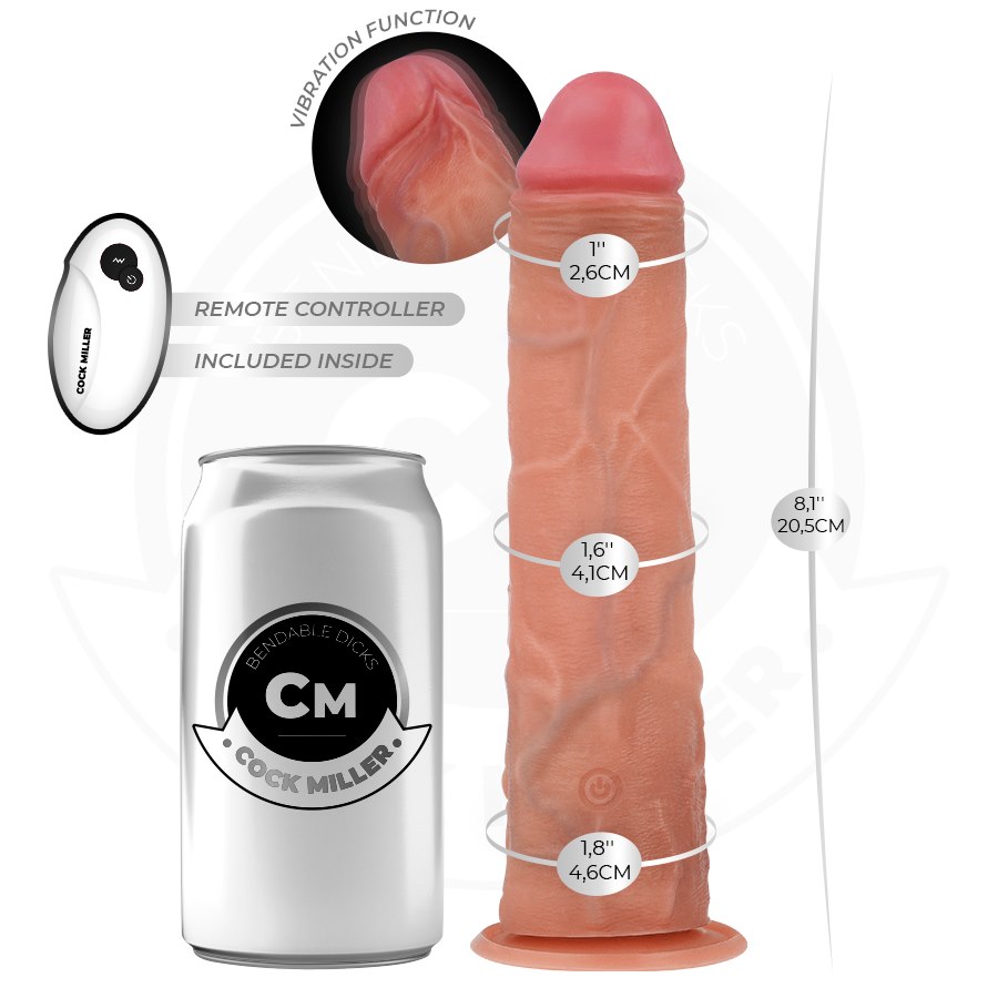 COCK MILLER - REALISTIC DILDO WITH SUCTION CUP AND REMOTE CONTROL VIBRATION 20.5 CM — zdjęcie 4