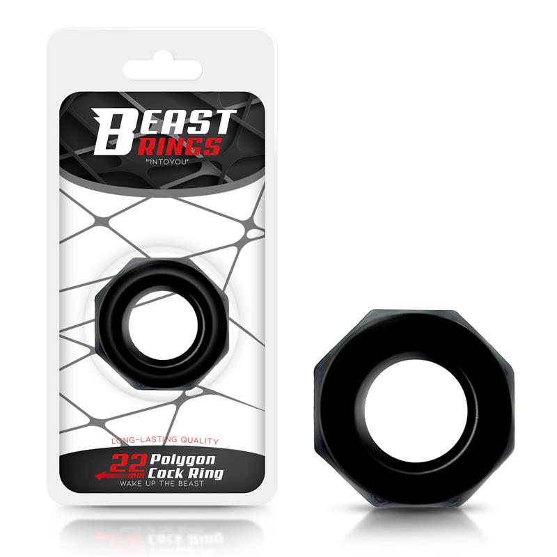 BEAST RINGS - Cock Ring Super Flexible Polygonal 2.2 cm Black