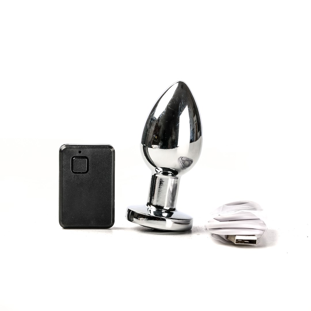 Simple Pleasure - Korek Analny Wibruj¹cy Sterowany Zdalnie £adowany USB Srebrny — zdjęcie 2