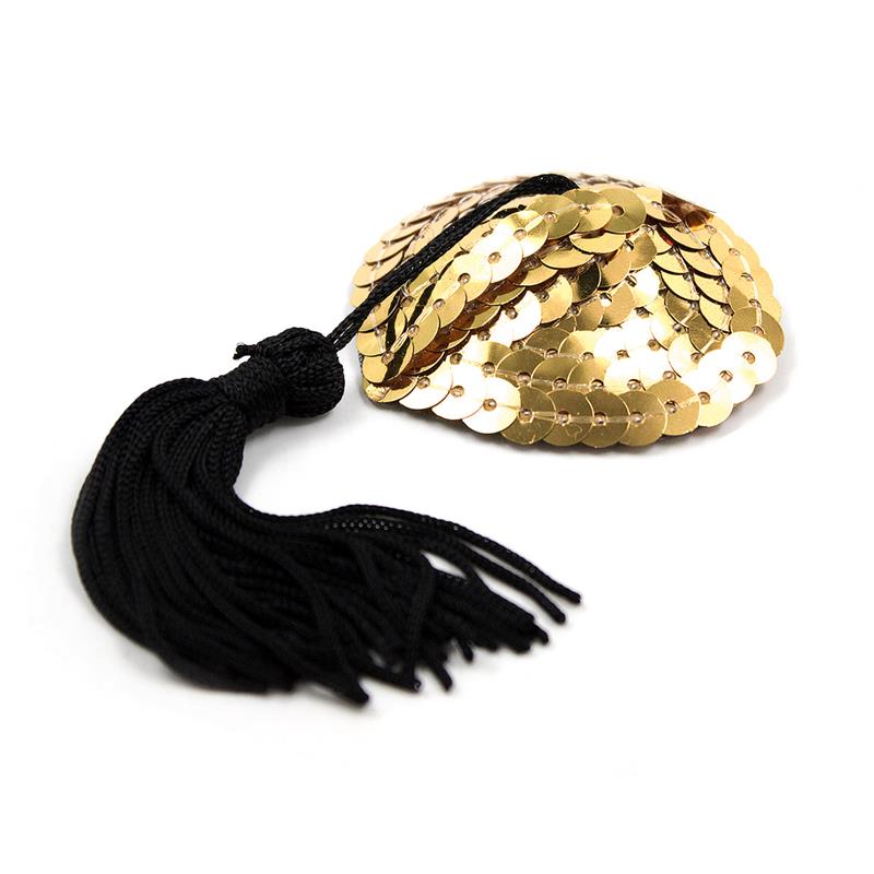 LATETOBED BDSM LINE - Heart Nipple Cover with Gold Sequins — zdjęcie 2