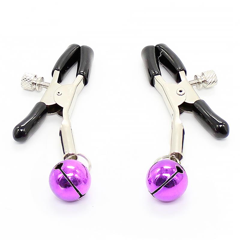 LATETOBED BDSM LINE - Nipple Clamps with Purple Bell
