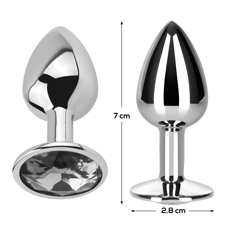AFTERDARK - Butt Plug with Jewel Diamond White Size S Aluminium — zdjęcie 2