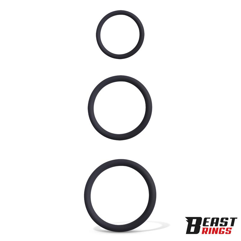 BEAST RINGS - Set of 3 Penis Rings Silicone S, M and L — zdjęcie 2