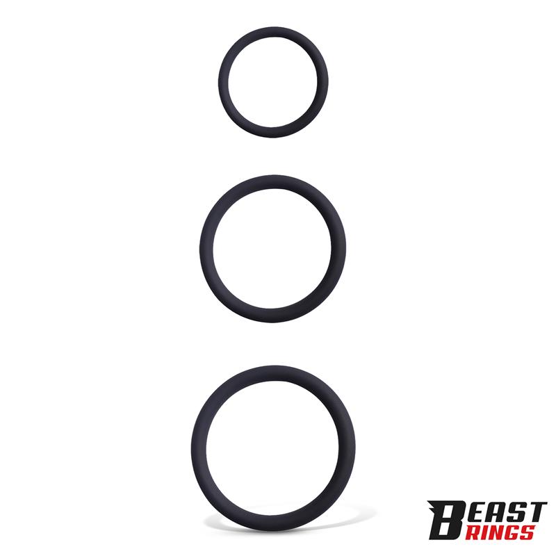 BEAST RINGS - Set of 3 Penis Rings Silicone S, M and L — zdjęcie 2