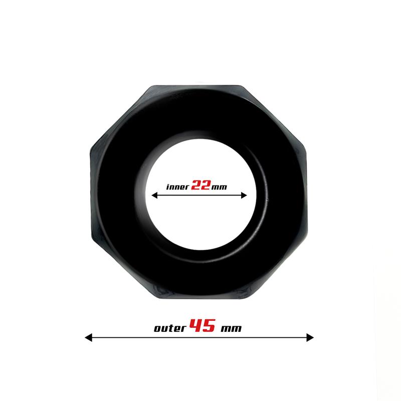 BEAST RINGS - Cock Ring Super Flexible Polygonal 2.2 cm Black — zdjęcie 2