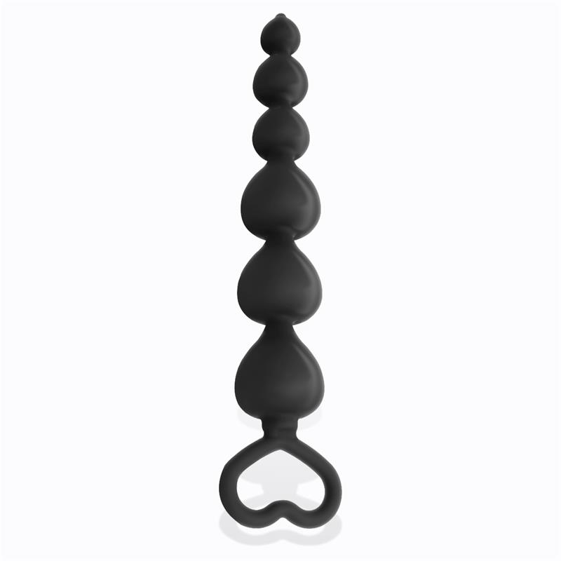 TARDENOCHE - Clyde Beaded Butt Plug with Easy Pull Ring Silicone Black — zdjęcie 2