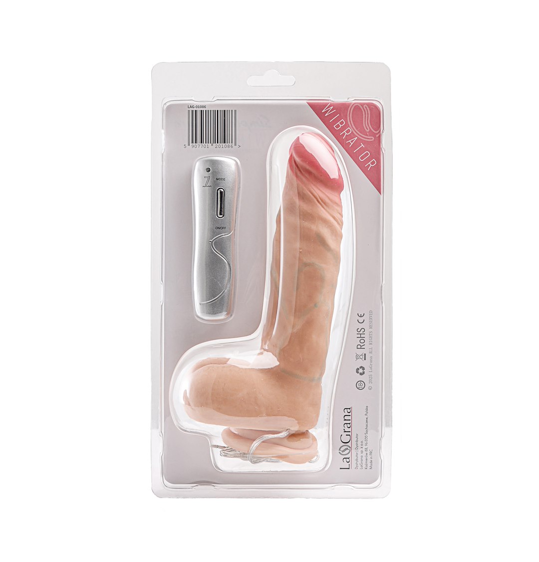 Simple Pleasure wibrator 7 trybów rotacji cyberskóra kolor cielisty 21 cm sterowany przewodowo — zdjęcie 3