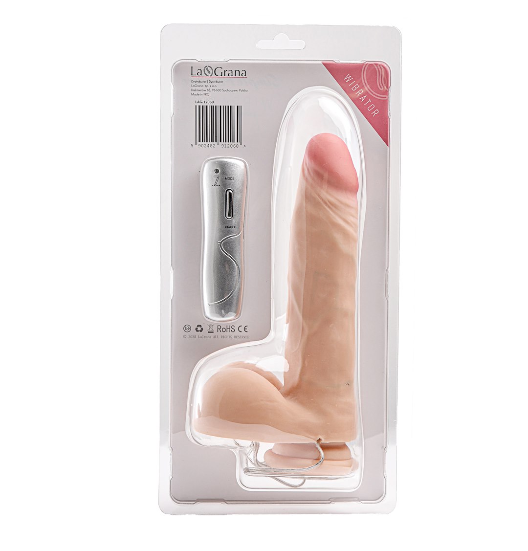 Simple Pleasure wibrator 7 trybów wibracji cyberskóra kolor cielisty 23 cm sterowany przewodowo — zdjęcie 3