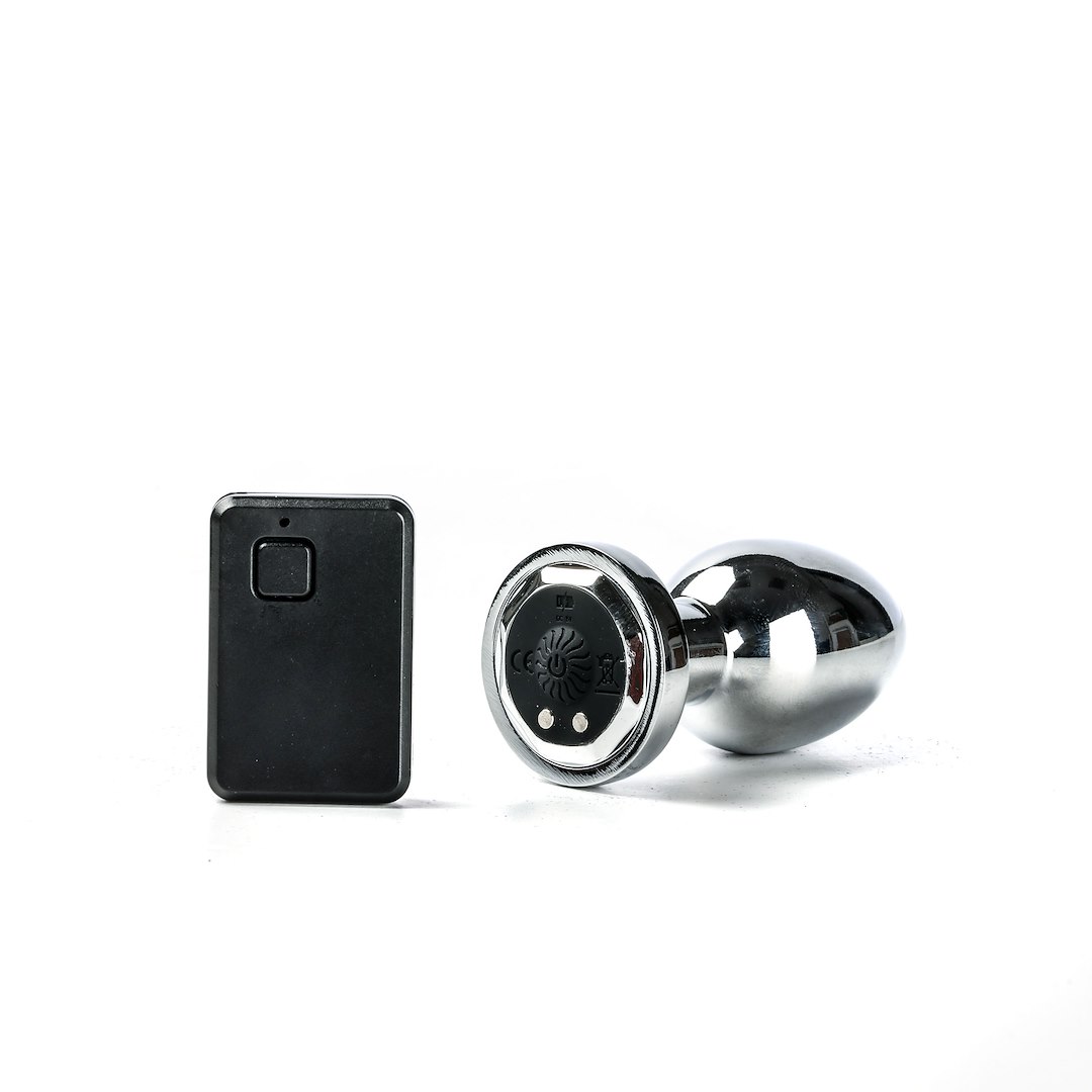 Simple Pleasure - Korek Analny Wibruj¹cy Sterowany Zdalnie £adowany USB Srebrny — zdjęcie 3