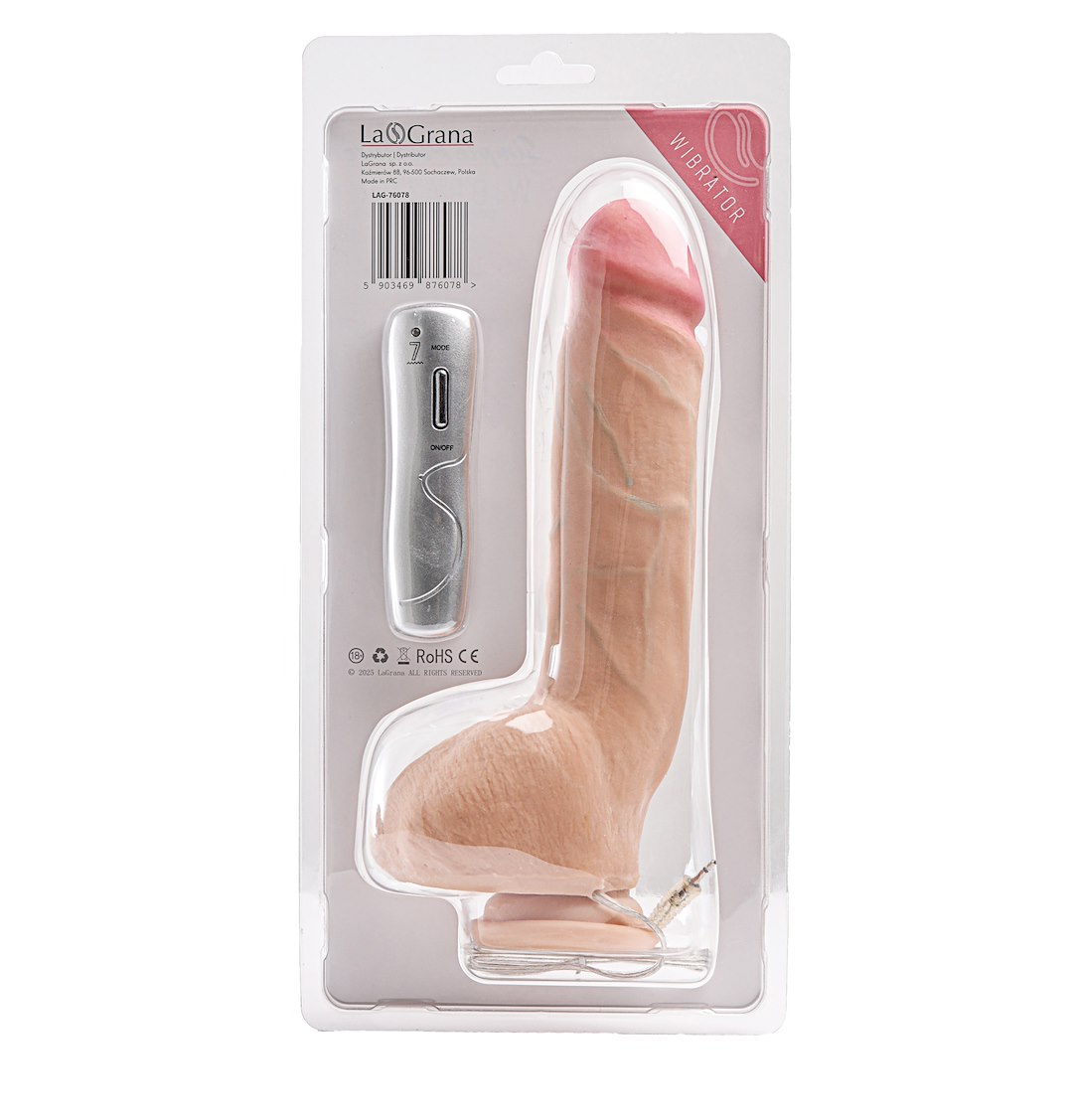Simple Pleasure wibrator 7 trybów wibracji cyberskóra kolor cielisty 25 cm sterowany przewodowo — zdjęcie 3