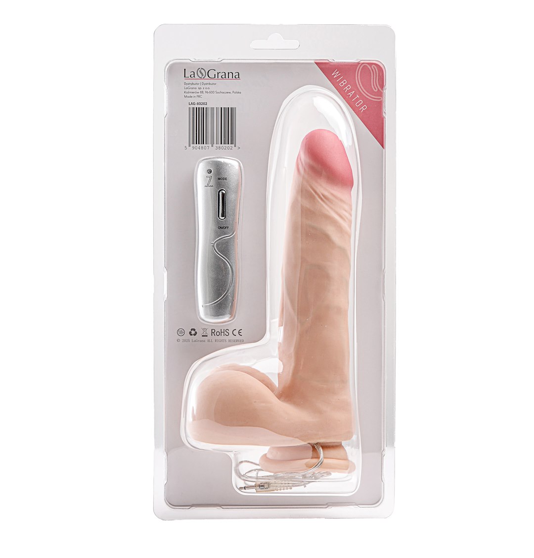 Simple Pleasure wibrator 7 trybów rotacji cyberskóra kolor cielisty 23 cm sterowany przewodowo — zdjęcie 3
