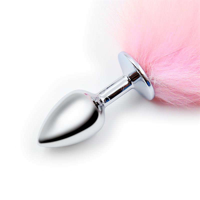 LATETOBED BDSM LINE - Butt Plug with Pink and White Tail Size S — zdjęcie 3