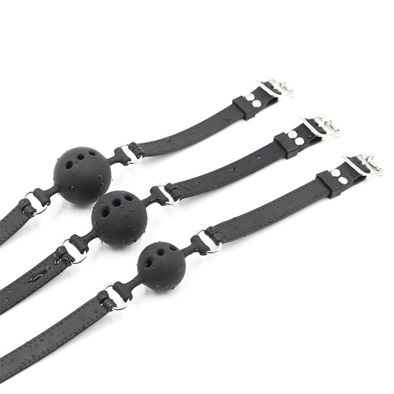 LATETOBED BDSM LINE - Silicone Breathable Ball Gag 5 cm Size L Black — zdjęcie 3