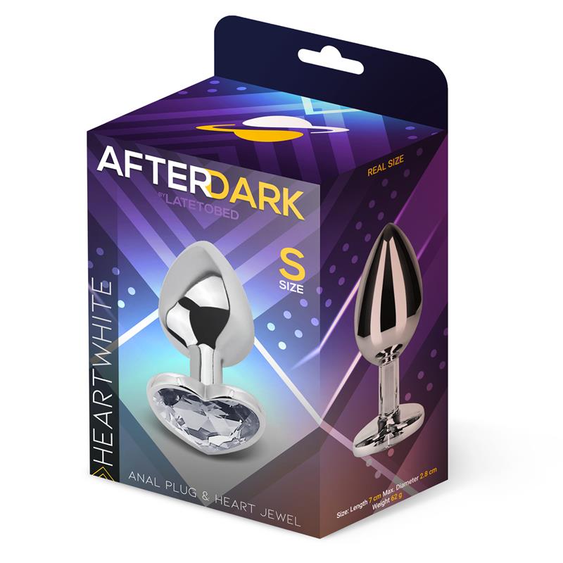 AFTERDARK - Heart Shaped Butt Plug White Size S — zdjęcie 3