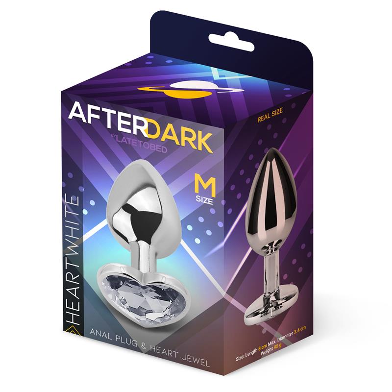 AFTERDARK - Heart Shaped Butt Plug White Size M — zdjęcie 3
