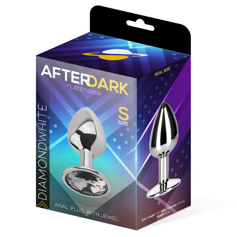 AFTERDARK - Butt Plug with Jewel Diamond White Size S Aluminium — zdjęcie 3