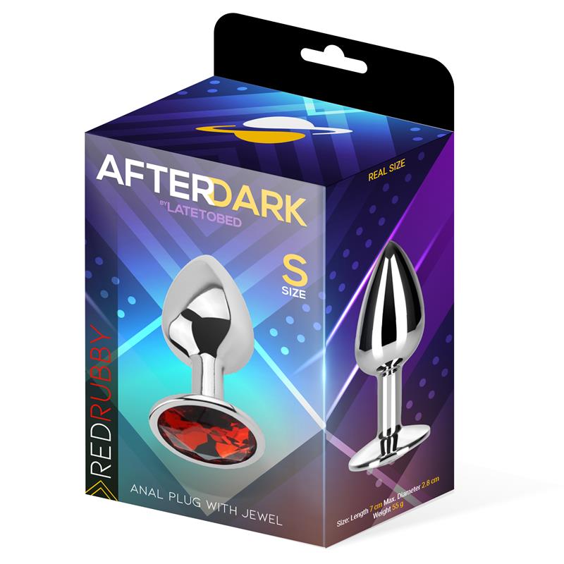 AFTERDARK - Butt Plug with Jewel Red Rubby Size S Aluminium — zdjęcie 3