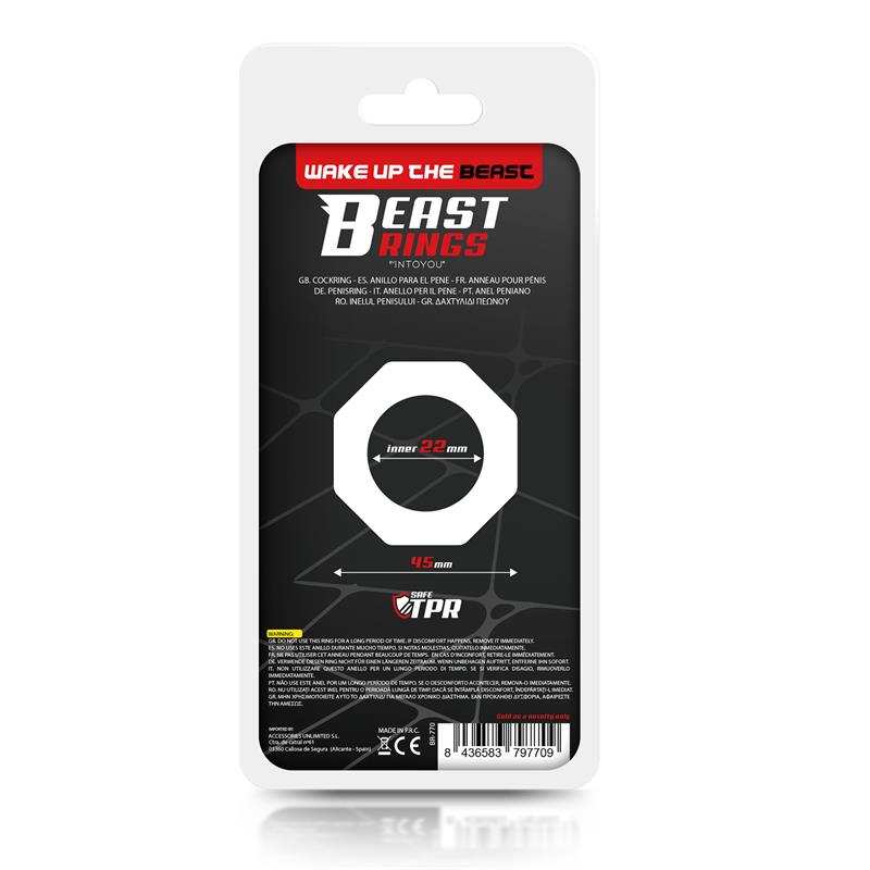 BEAST RINGS - Cock Ring Super Flexible Polygonal 2.2 cm Black — zdjęcie 3