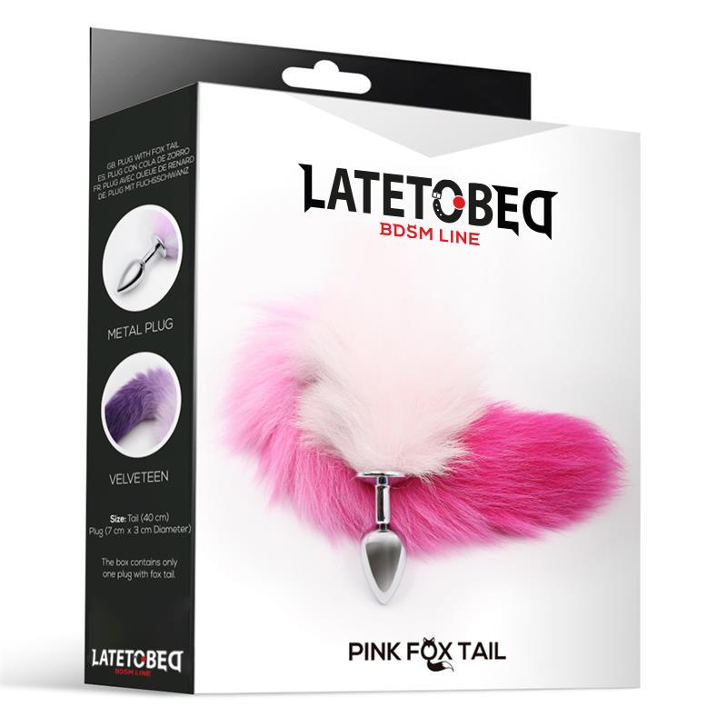 LATETOBED BDSM LINE - Butt Plug with Pink and White Tail Size S — zdjęcie 4