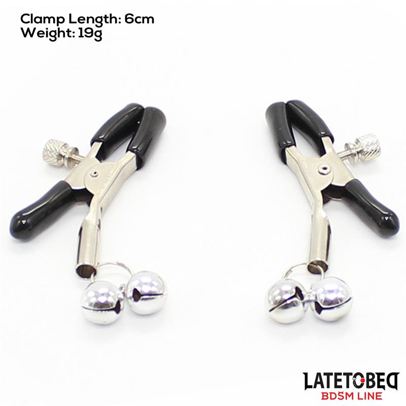 LATETOBED BDSM LINE - Nipple Clamps with Bell — zdjęcie 4