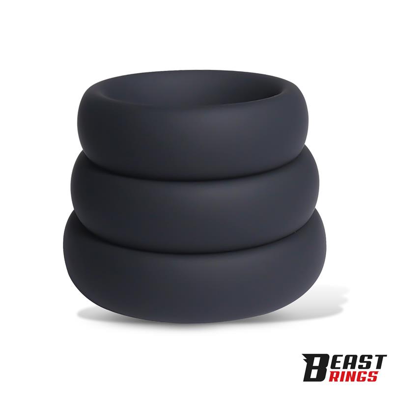 BEAST RINGS - Set of 3 Penis Rings Silicone S, M and L — zdjęcie 4