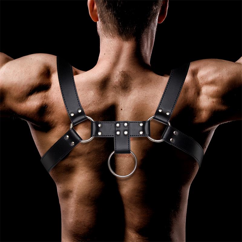 INTOYOU BDSM LINE - Domine Male Chest Bondage Harness Vegan Leather — zdjęcie 4