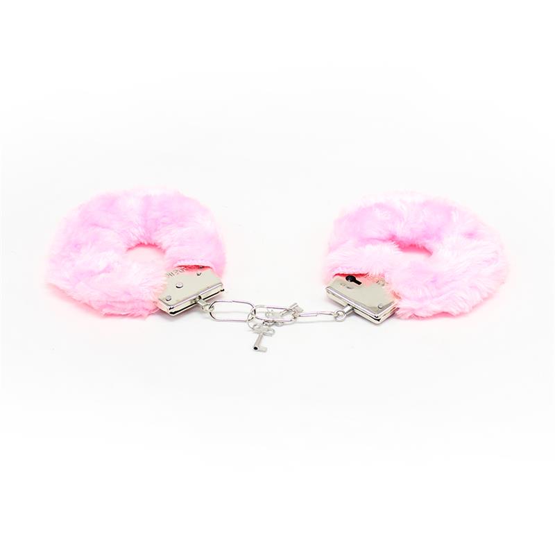 INTOYOU BDSM LINE - Furry Metal Handcuffs Pink — zdjęcie 4