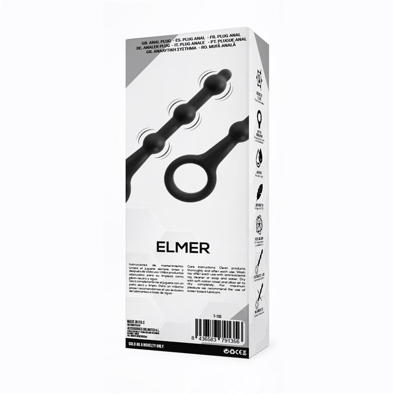 TARDENOCHE - Elmer Beaded Butt Plug with Easy Pull Ring Silicone Black — zdjęcie 4