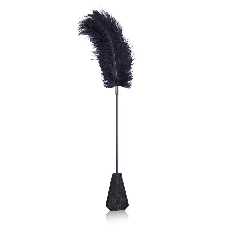 LATETOBED BDSM LINE - Feather Tickler and Paddle with Lace 2 in 1 56 cm Black