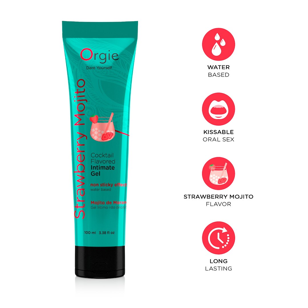 Orgie - Lube Tube Cocktail Strawberry Mojito Water-Based Kissable Intimate Gel Strawberry Mojito Cocktail Flavor 100ml — zdjęcie 2