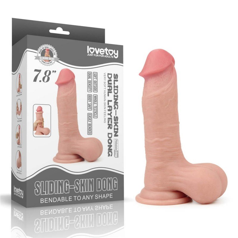 Dildo z przyssawk¹ Sliding Skin Dual Layer 19,5 cm Lovetoy