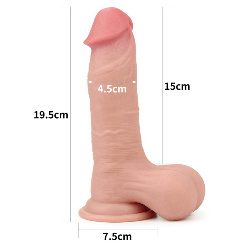 Dildo z przyssawk¹ Sliding Skin Dual Layer 19,5 cm Lovetoy — zdjęcie 2