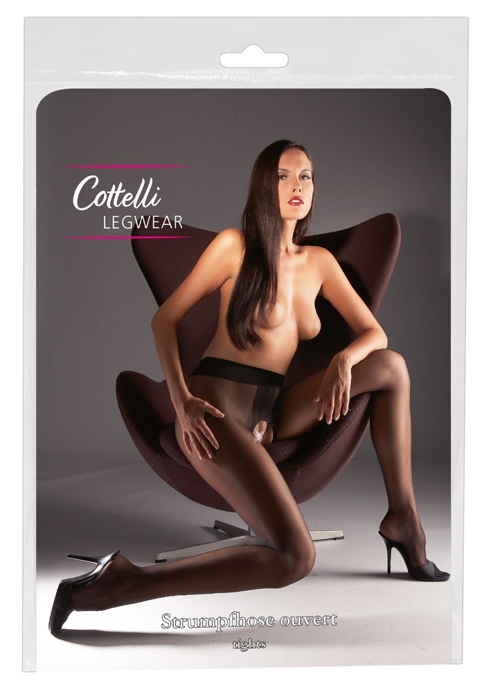 Cottelli Legwear - Rajstopy z otworem w kroku L czarne — zdjęcie 2